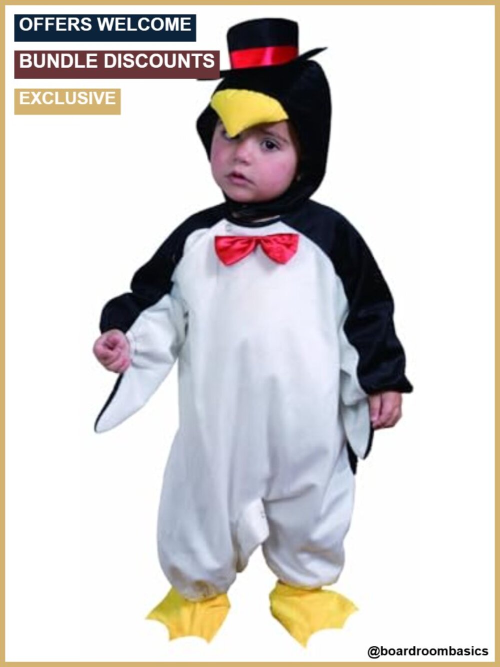 Toddler Penguin Costume Onesie with Booties Bonnet Dress Up